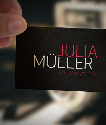 Visitenkarte mit Logo Rechtsanwältin Julia Müller